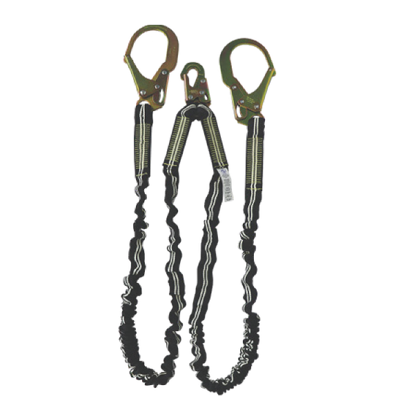 6’ Dual-Leg Arc Flash Internal Shock Absorbing Lanyard with Rebar Hooks
