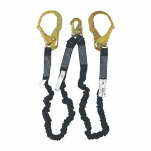 4.5-6’ Dual-Leg Internal Shock Absorbing Elastic Lanyard with Rebar Hooks